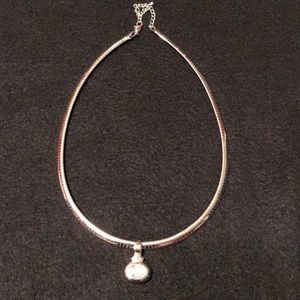 Silver adjustable necklace with CZ stone
